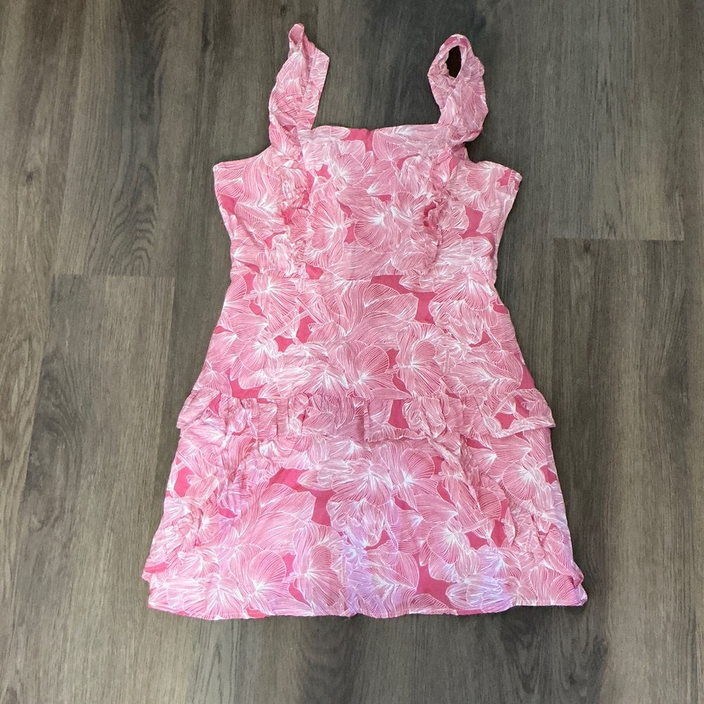 Pink Floral Midi Dress